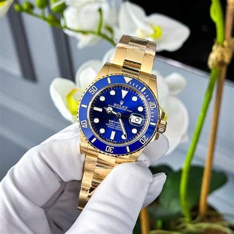 rolex submarine gold blue|rolex submariner price chart.